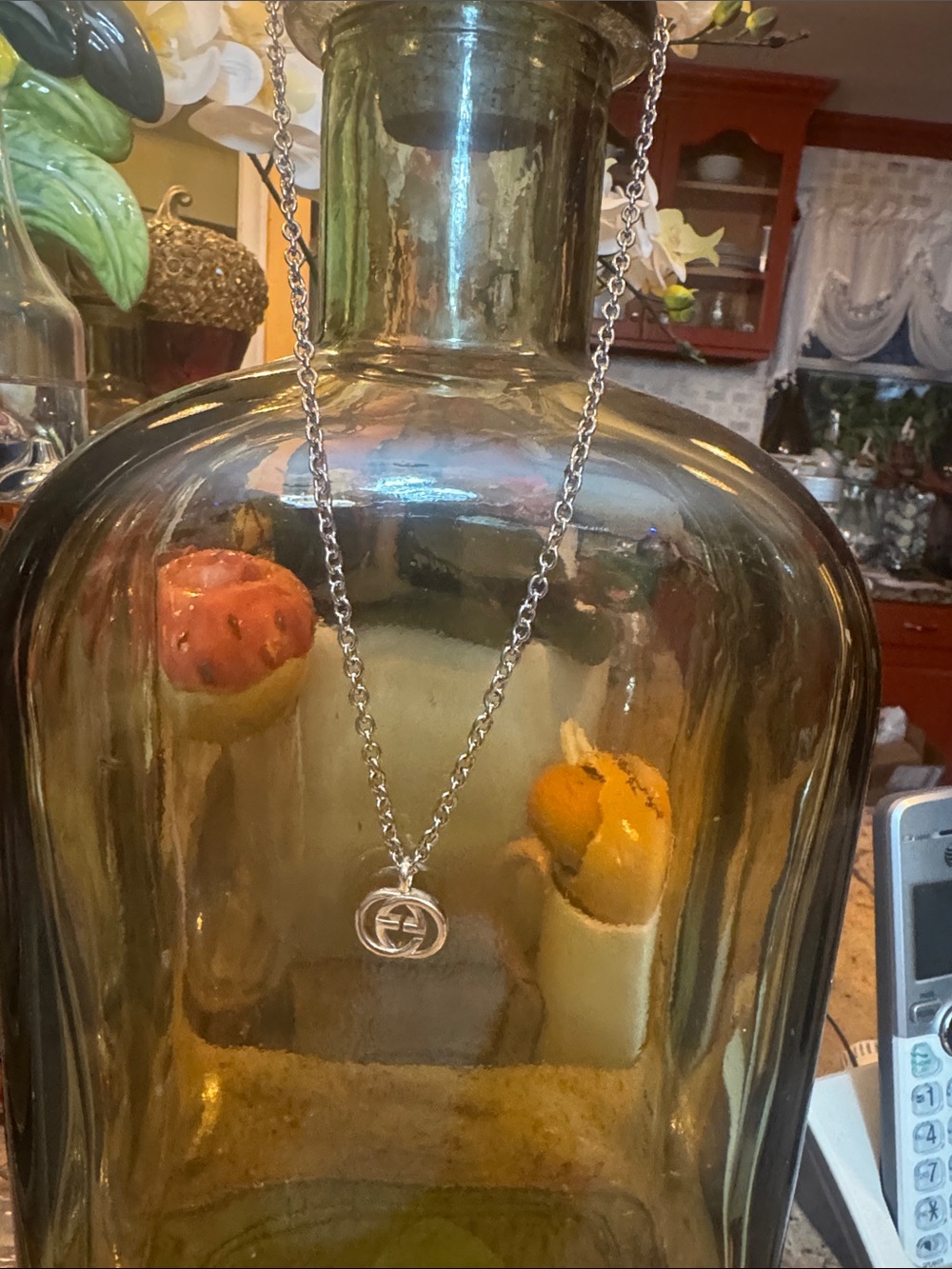 Gucci Silver Double-G Pendant.